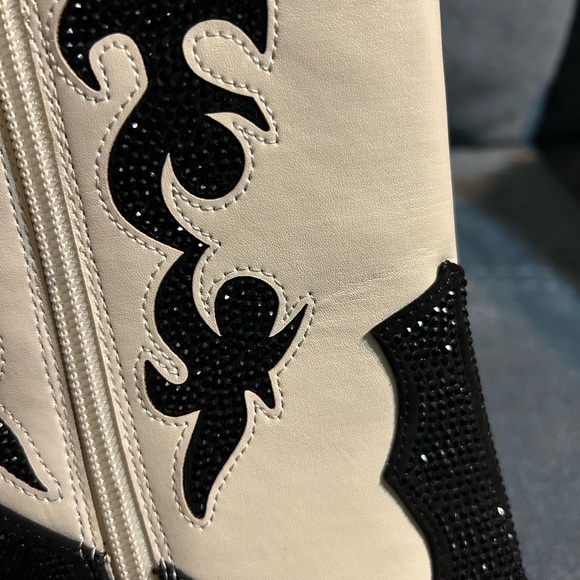 INC International Concepts Black and Cream Heeled Boots - Picture 6 of 12